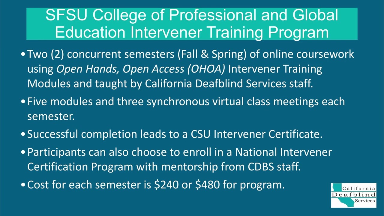 SFSU Intervener Program &mdash; Quick Info
