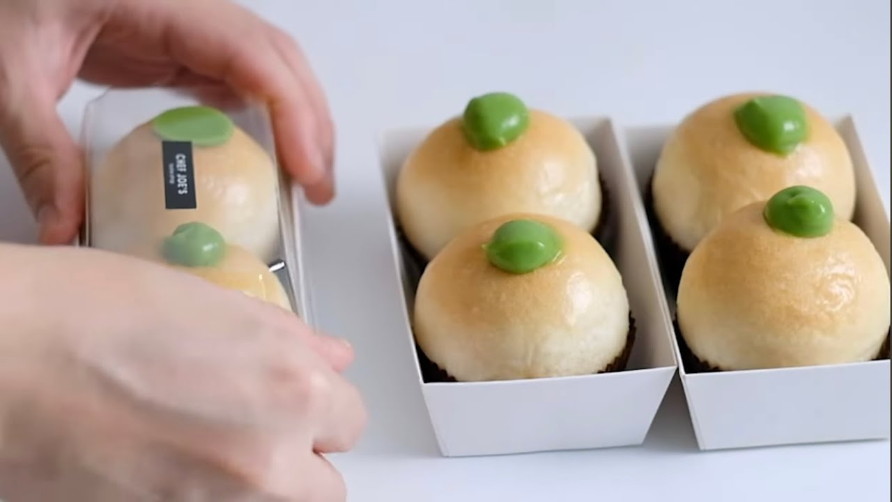ขนมปังสังขยาใบเตย ขนมปังนุ่มหนึบ Pandan Custard Buns ทำขนมกับเชฟโจ Ep.101