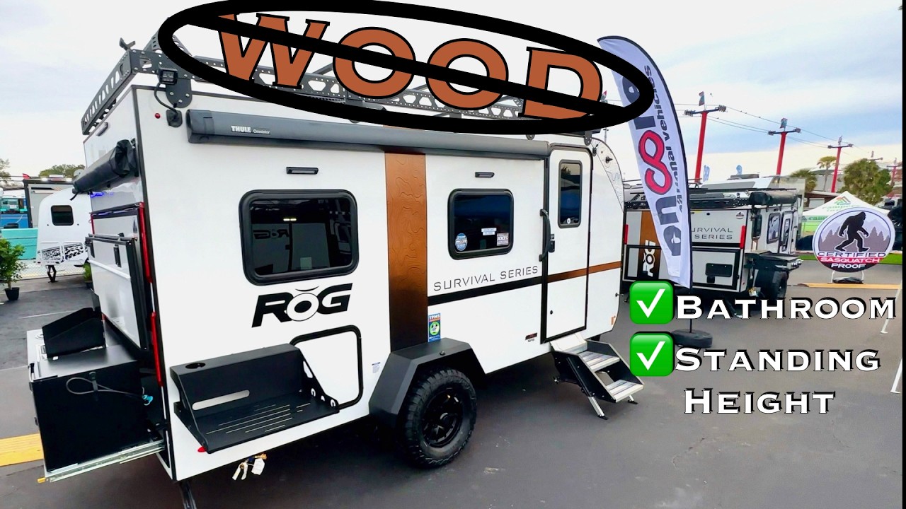 Encore ROG 16FB: Standing Height Small Camper Trailer  With Large Inside Bathroom #rvlife