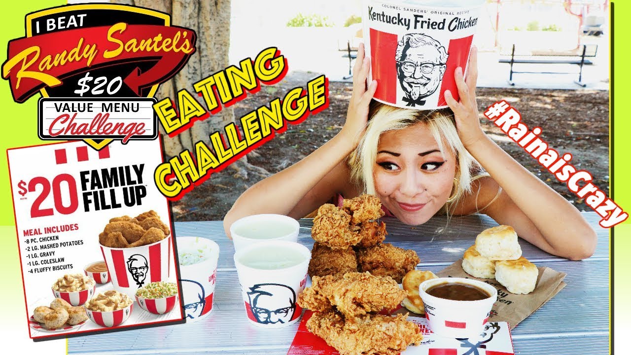 $20 Family Fill-up KFC Eating Challenge | Randy Santel's Value Menu Challenge | RainaisCrazy