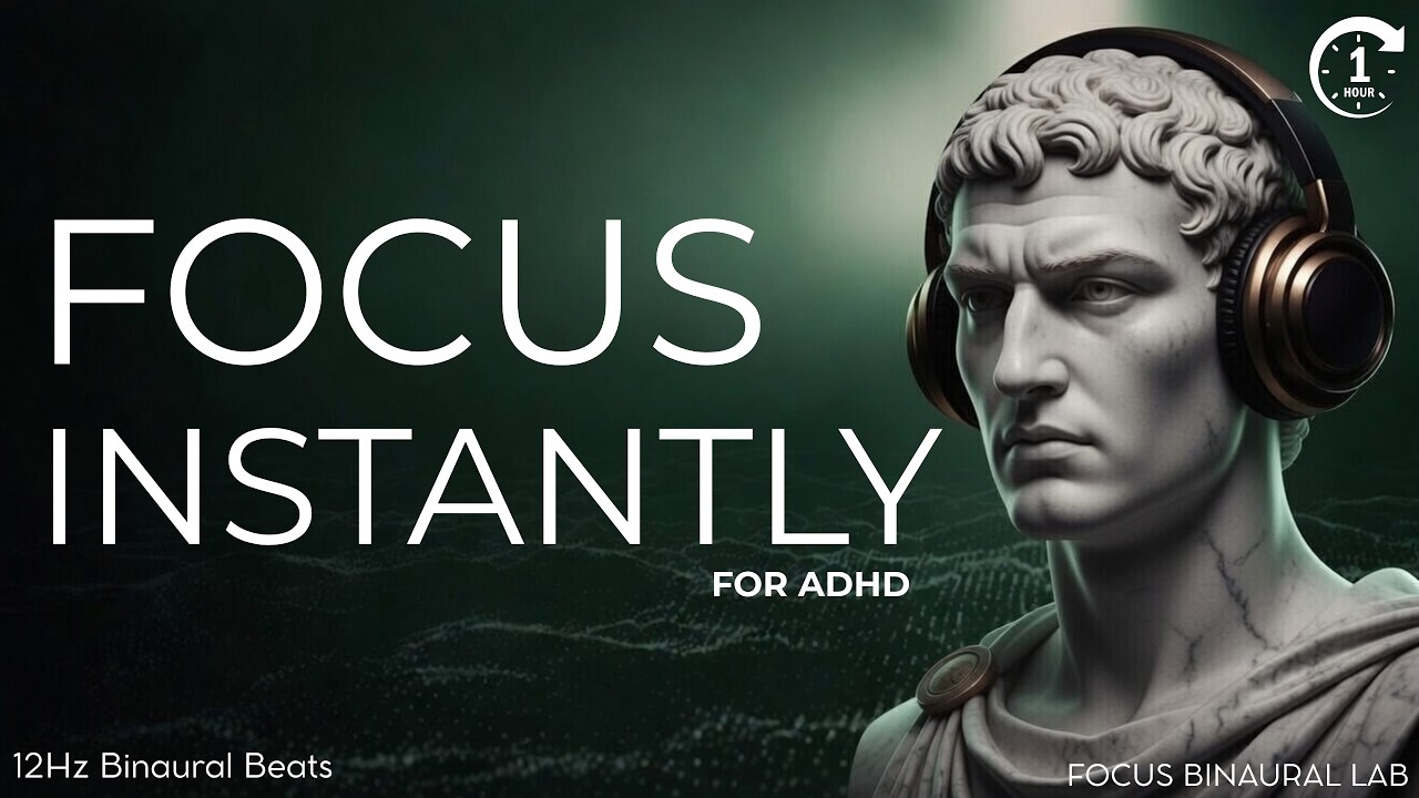 12Hz Alpha Binaural Beats for ADHD | Intense Focus & Study Productivity (1 Hour)