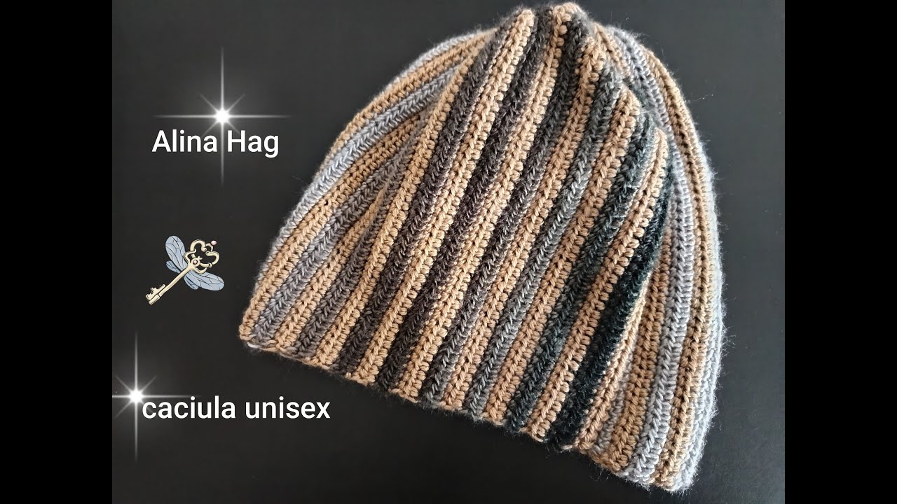 Caciula - tehnica de lucru cu randuri scurte (model unisex)