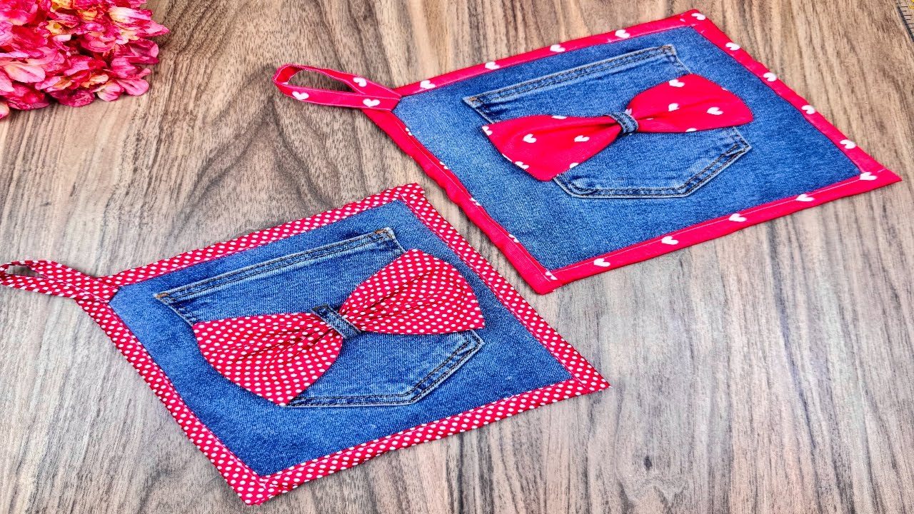 The best recycling idea with just piece of old denim fabric