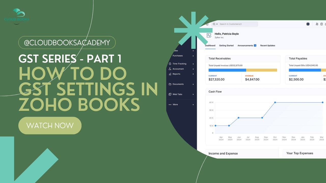 How to do GST settings in Zoho&nbsp;books | #cloudbooksacademy #zohobooks