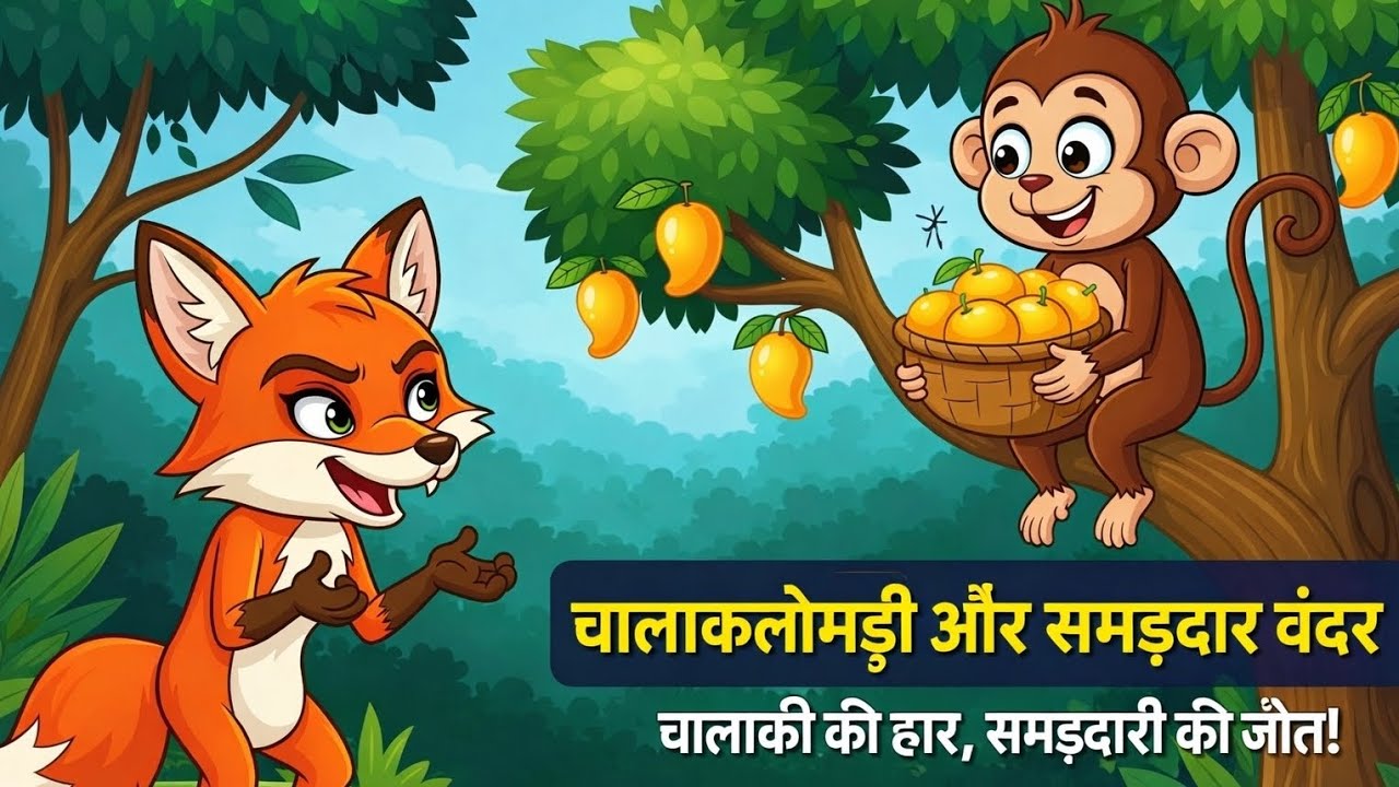 चालाक लोमड़ी और समझदार बंदर, चालाकी की हार, समझदारी की जीत #cartoon 