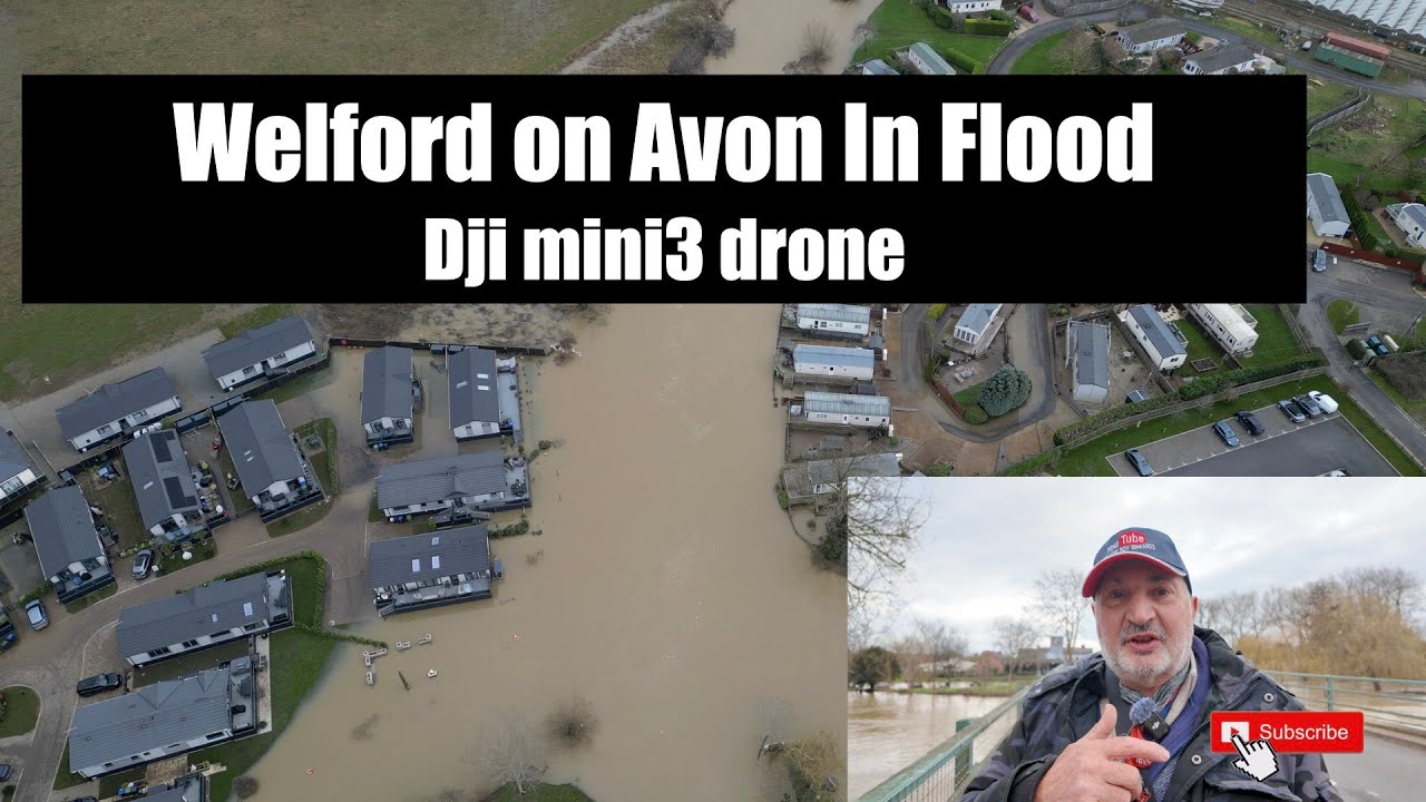 Уэлфорд-он-Эйвон во время наводнения с моим DJI Mini 3Pro