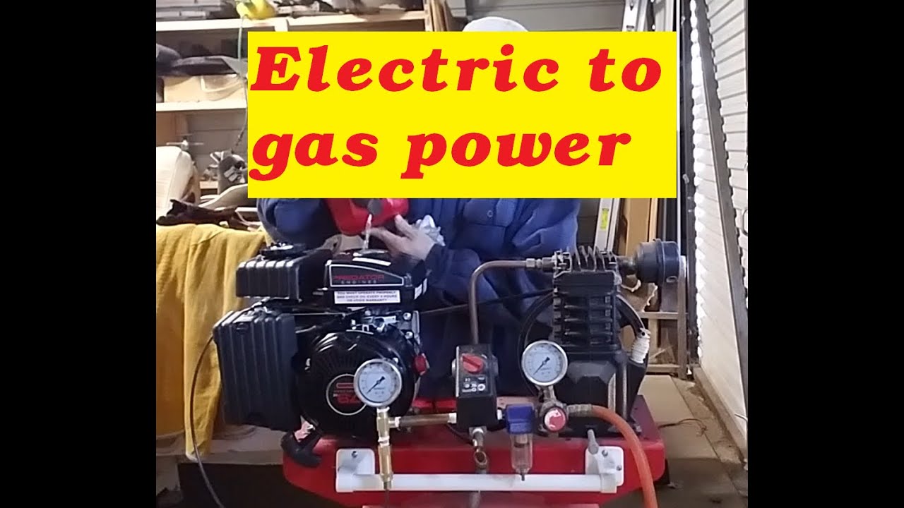 Making an air compressor gas powered