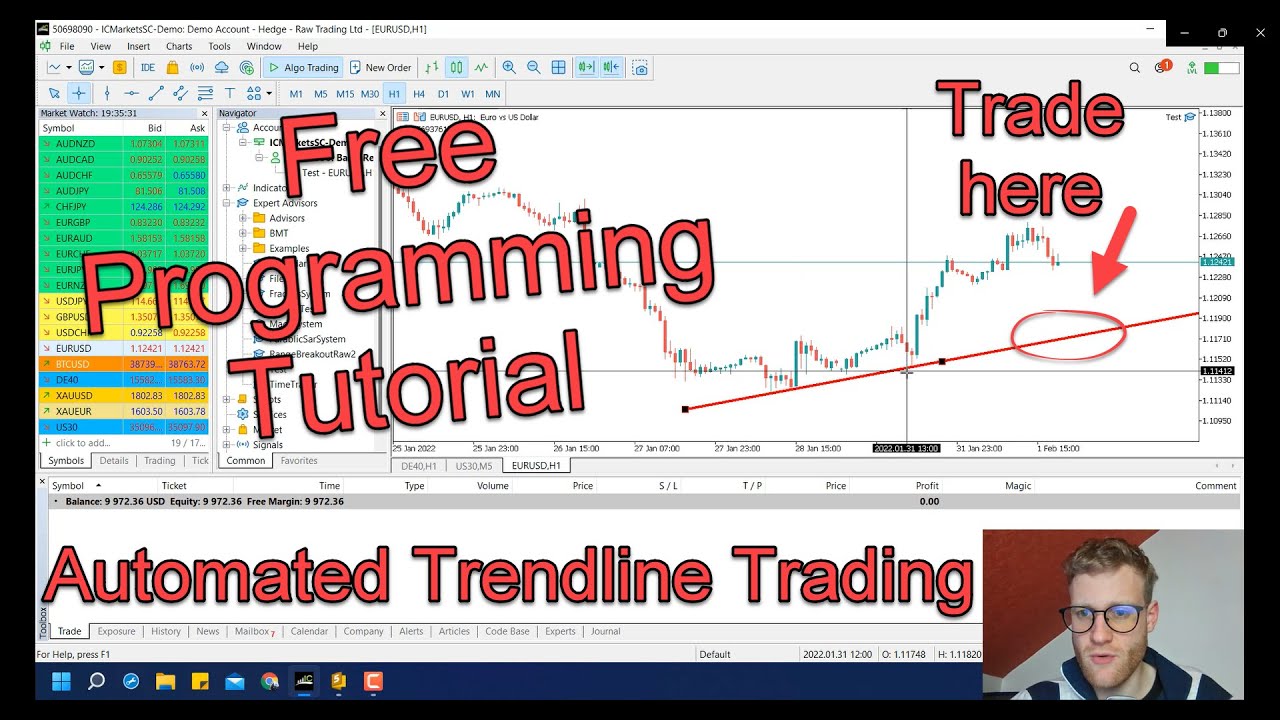 Trade Trendlines Automatically Using This MT5 Expert Advisor (Easy mql5 Programming Lesson)