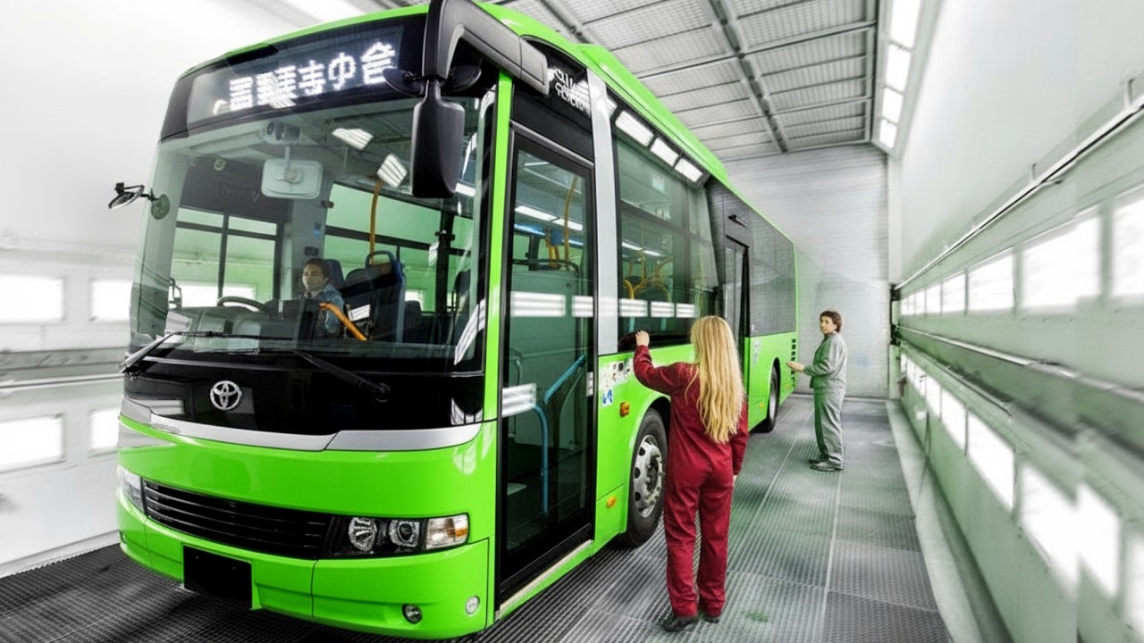 Toyota Bus Production line: Fuel-Cell Sora city buses & Hydrogen-Powered Coach Factory tour in Japan
