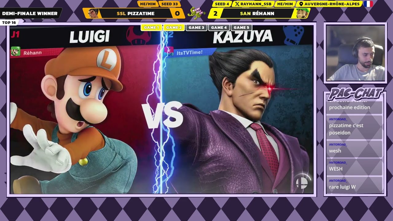 Smash Ball Run #6 - Top 8: Réhann (Luigi) vs Pizzatime (Kazuya, Banjo)