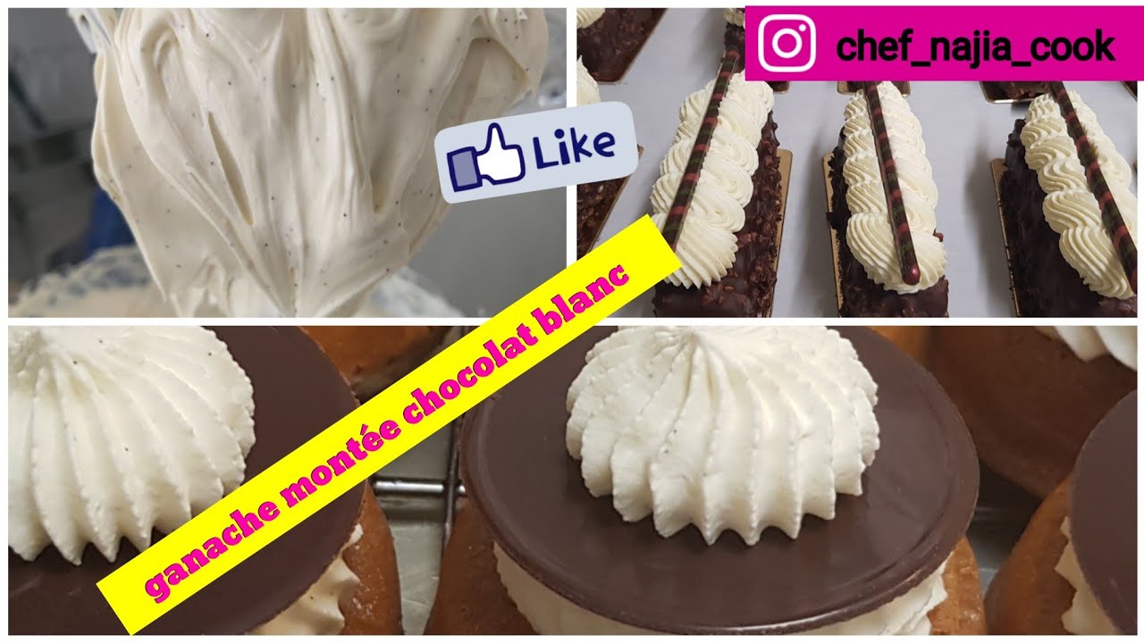 ganache montée chocolat blanc 👍🍫👍كناش مونطي بالشكلاط الأبيض