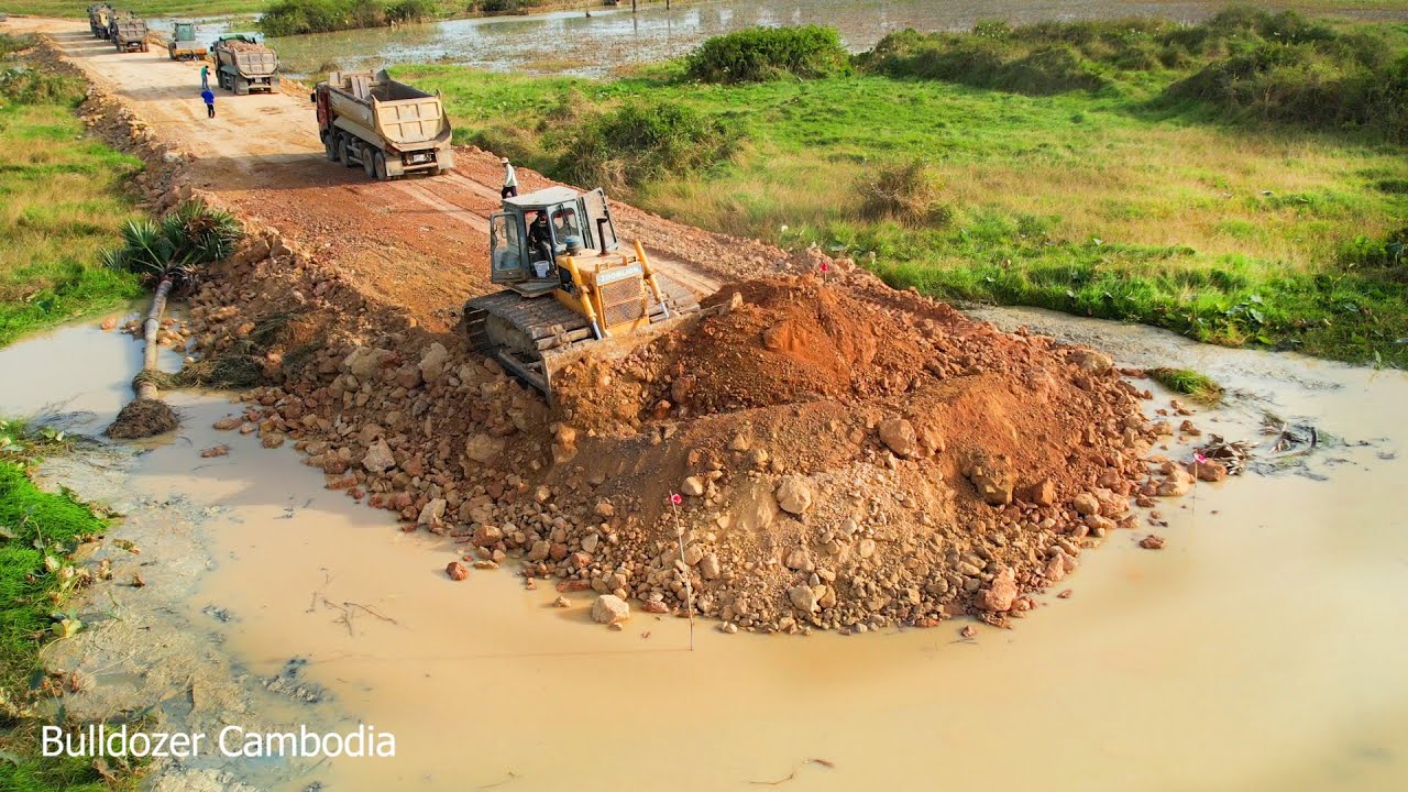 Full Processing!! Powerful Machinery  Extreme Dumping Dirt | Dozer Zoomlion Make New Road Long Dam