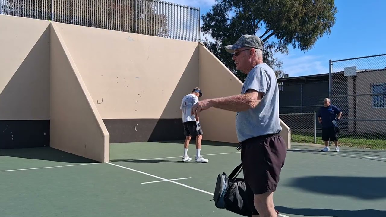 Greg and Patrick vs Jose and Bruce 1st game Robb field handball tournament 