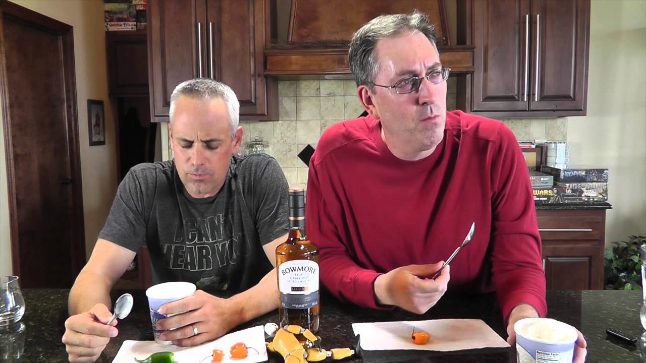 Habanero Eating Challenge & a Bowmore Scotch Test Dummies whisky review