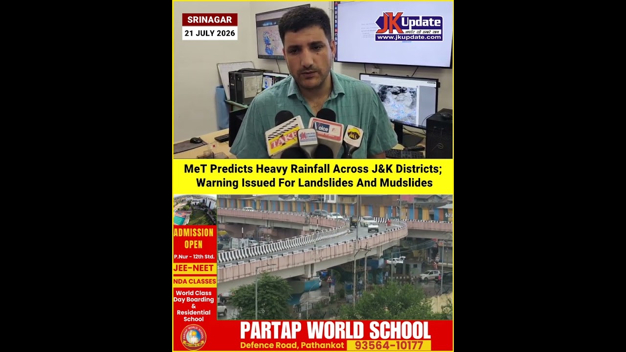 MeT Predicts Heavy Rainfall Across J&K Districts; Warning Issued For Landslides And Mudslides