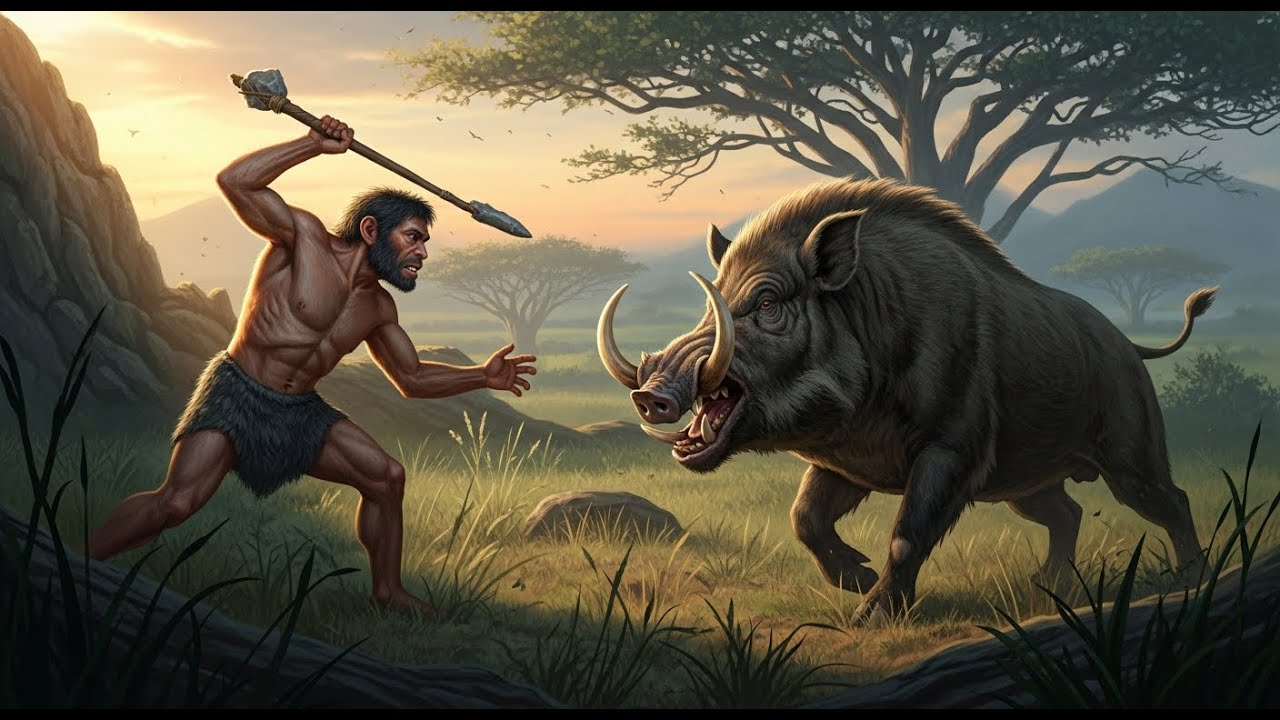Epic Clash: Surviving Life 3.2 Million Years Ago | Homo habilis vs the Giant Saber-Tusked Boar