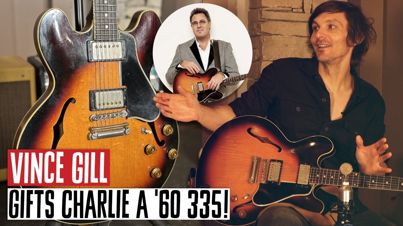 Винс Гилл дарит Чарли Уоршему Gibson ES-335 1960 года