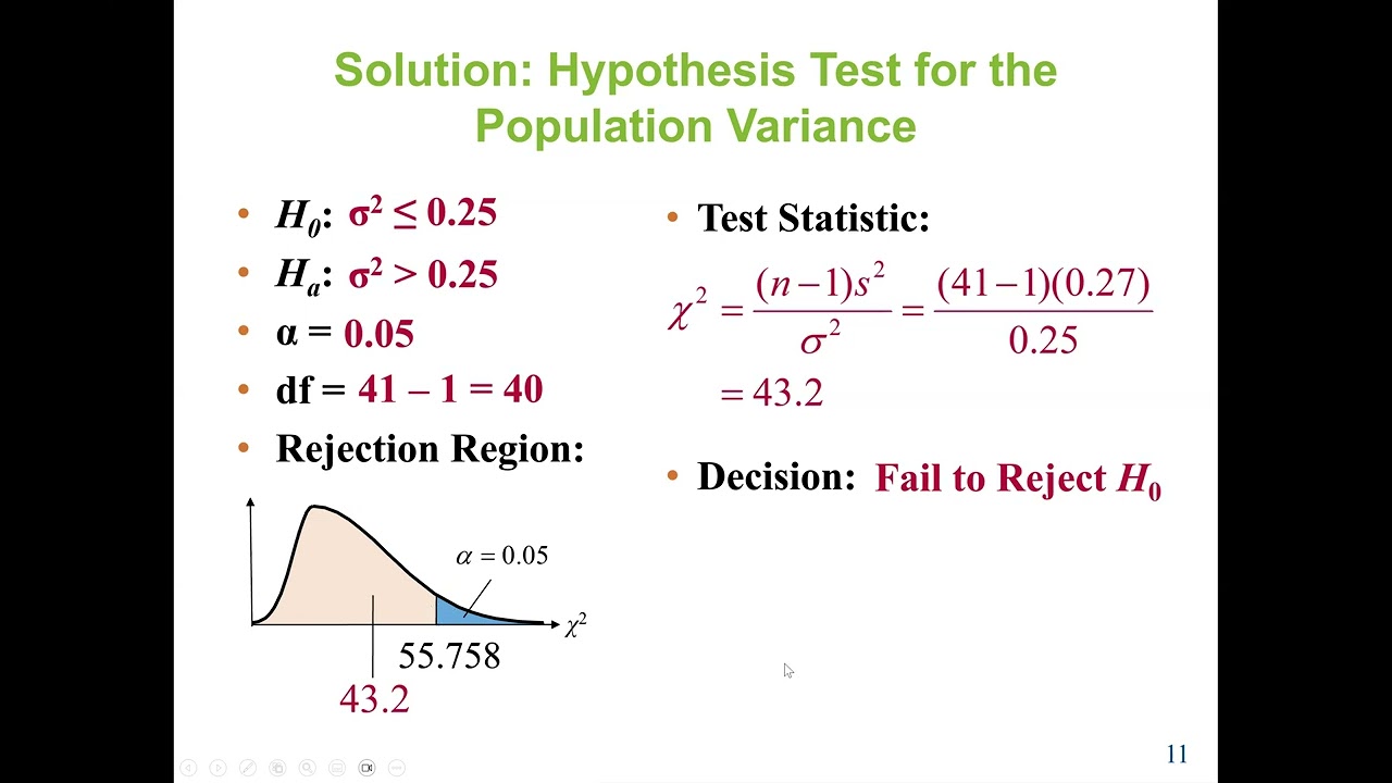 Critical value for a &chi;2-test. Use the &chi;2-test Hypothesis Testing for Variance and Standard Deviation