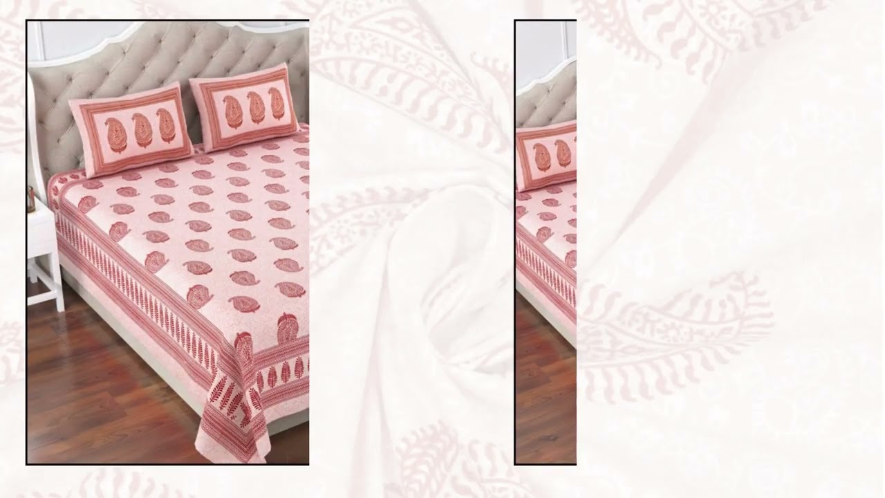 Hanshi Pure Cotton King Size Bedsheet with 2 ZIP pillow covers