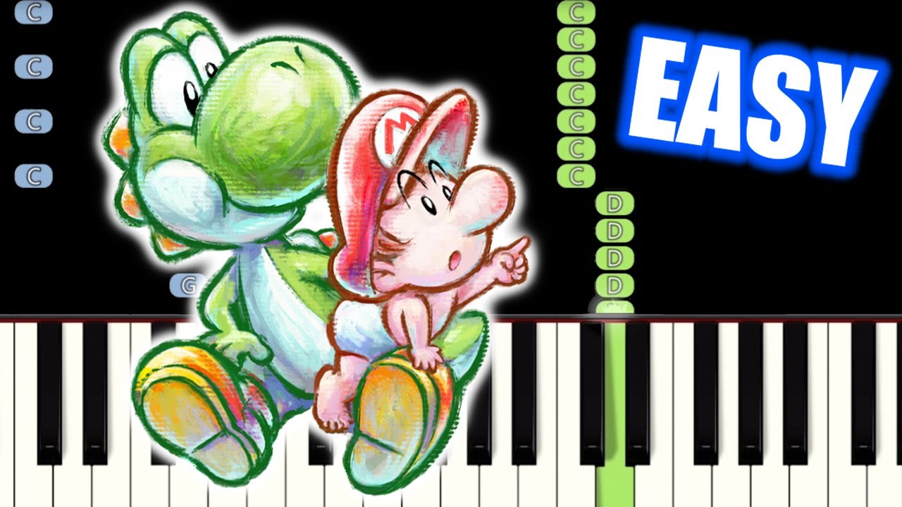 Athletic Theme from Yoshi's Island - EASY Piano Tutorial(Synthesia) [TopAnimeMusic]