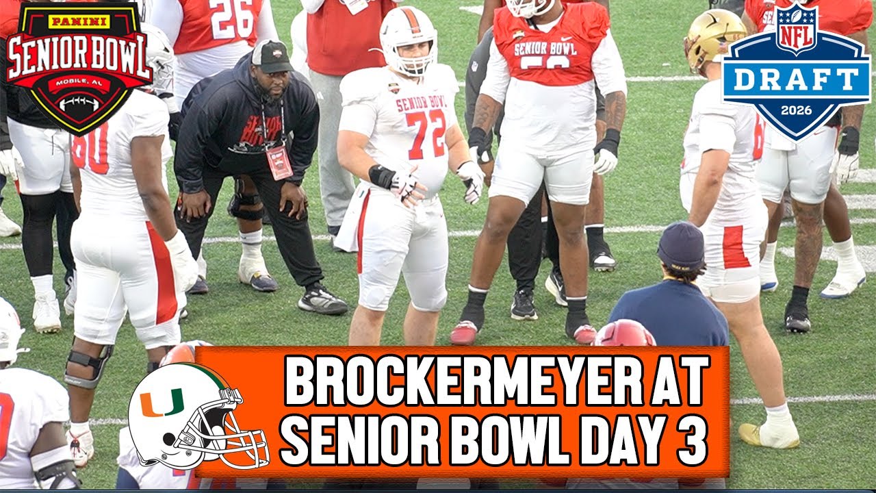 Miami C James Brockermeyer at Senior Bowl Practice Day 3 | 2026 NFL Draft