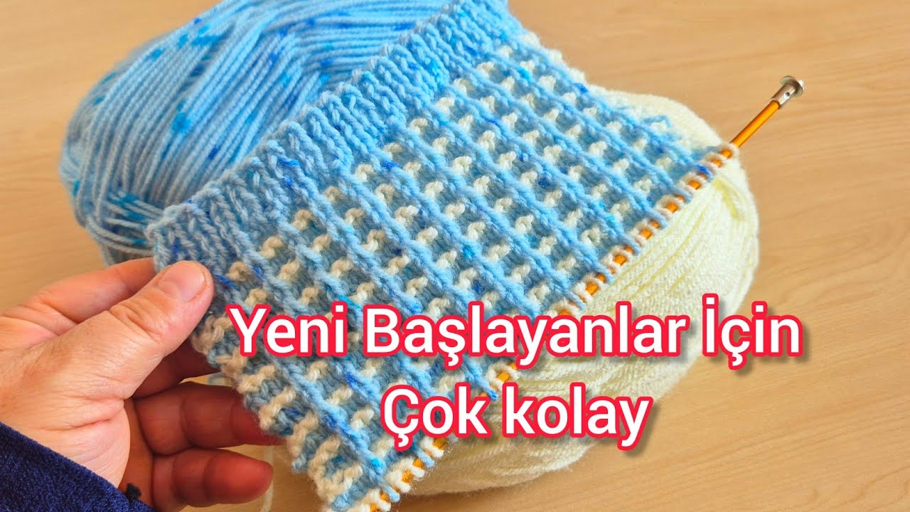  Rekor Kırın 😱  En Kolay Örgü Modeli Seçildi!   İki Renkli  Örgüye Yeni Başlayanlar İçin  