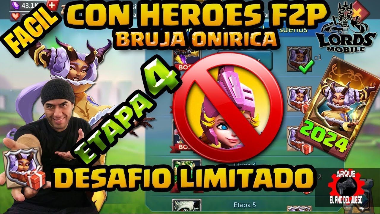 DESAFIO LIMITADO SALVAR SUEÑOS ETAPA 4 BRUJA ONIRICA ELOISE SIN CABALLERA ROSA LORDS MOBILE 2024 🤩✅