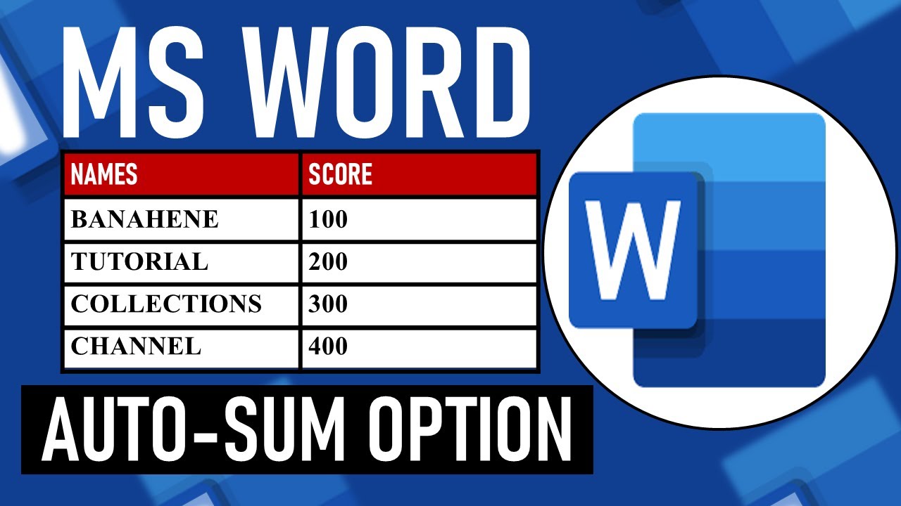 How to Use AUTOSUM Formula in Microsoft Word - MS Word Tutorial