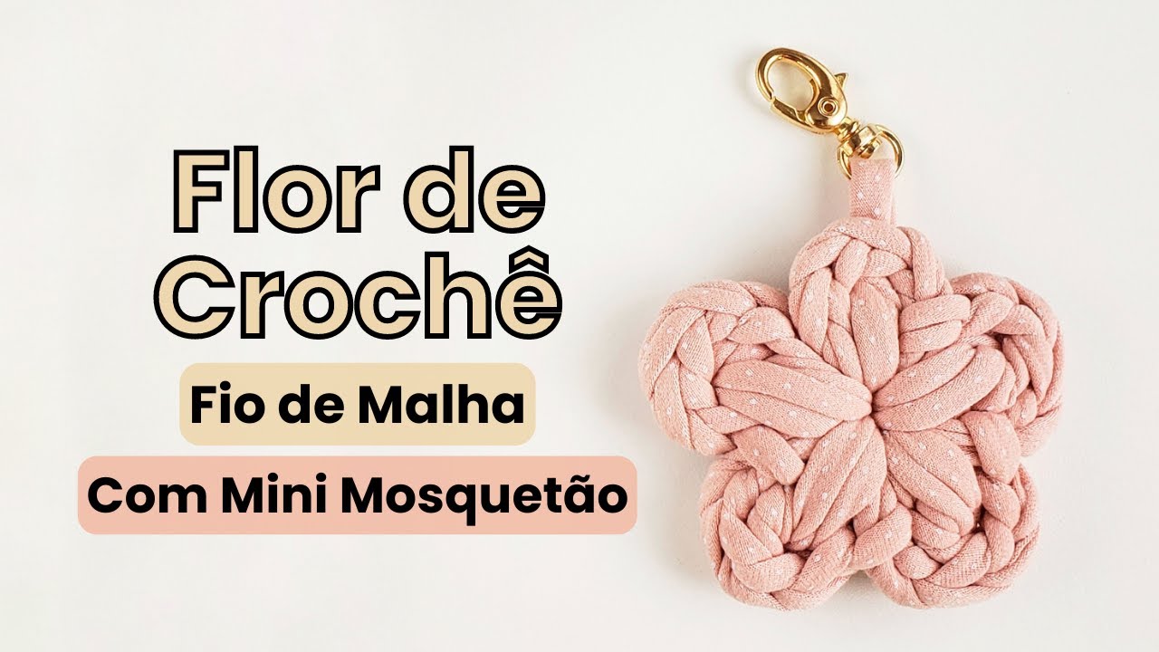 Flor de crochê fácil de fazer passo a passo | Flor de crochê com Fio de Malha | Chaveiro de Flor