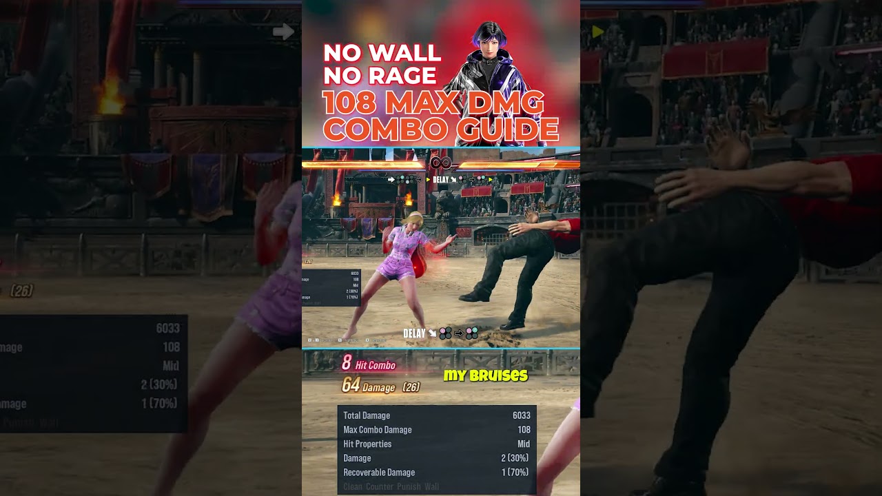 TEKKEN 8 Reina Combo Guide 108 Max Damage No Wall No Rage