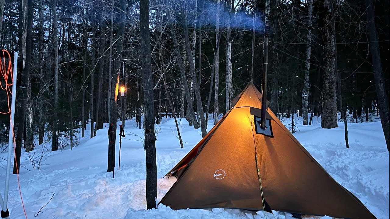 Hot Tent Winter Camping - Solo Overnight
