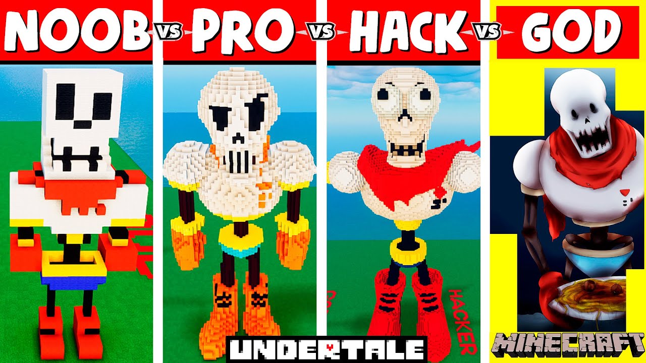 Minecraft Battle: NOOB vs PRO vs HACKER vs GOD: PAPYRUS from UNDERTALE BUILD CHALLENGE in Minecraft
