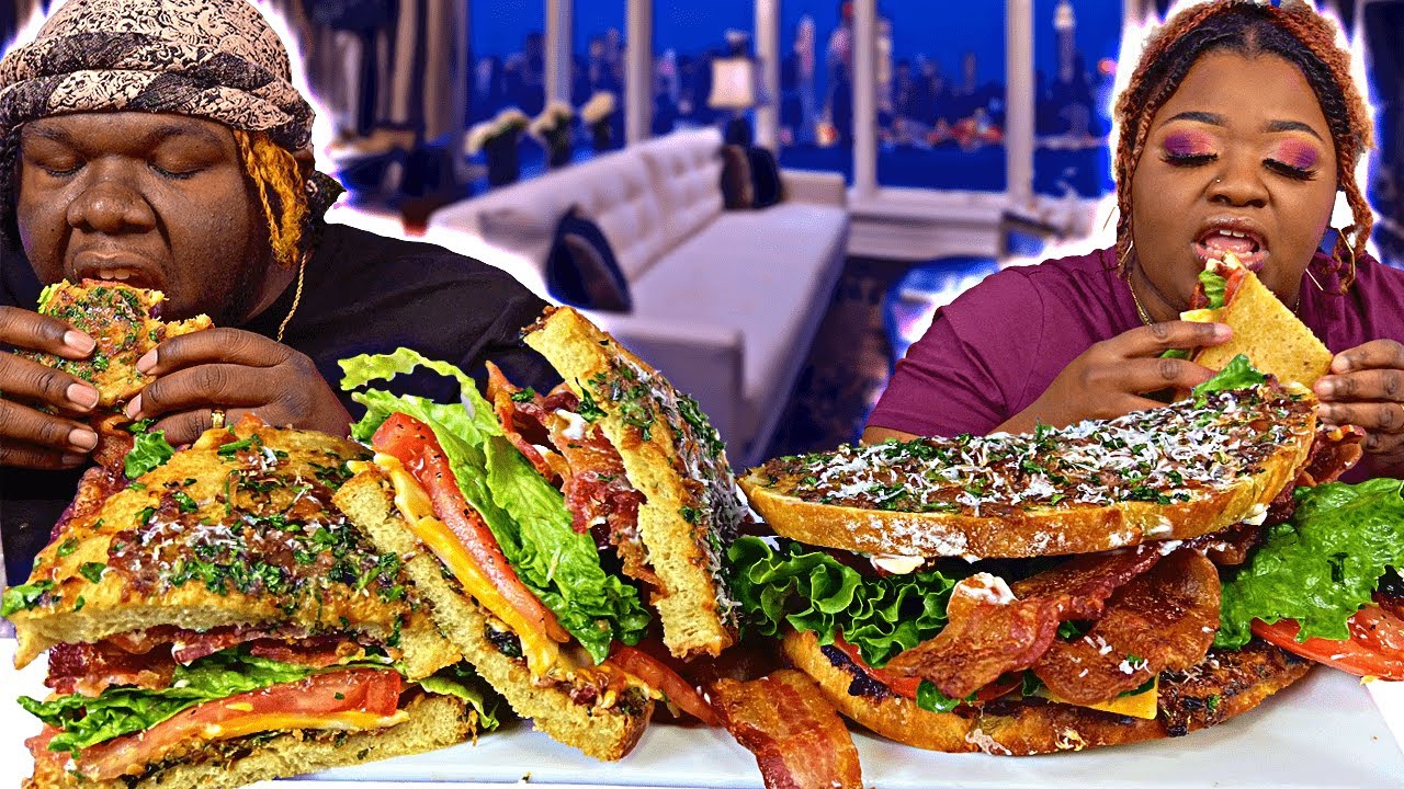 AJ'S HOMEMADE GARLIC TOAST BLT SANDWICHES 🔥 | HASHTAG THE CANNONS | MUKBANG EATING SHOW