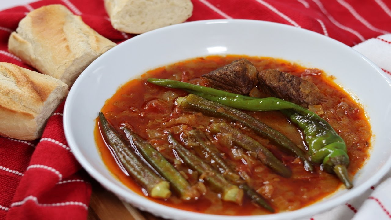 Tunisian Okra (with beef) || Gnaweya - Bamya || القناوية / الباميه على الطريقة التونسية