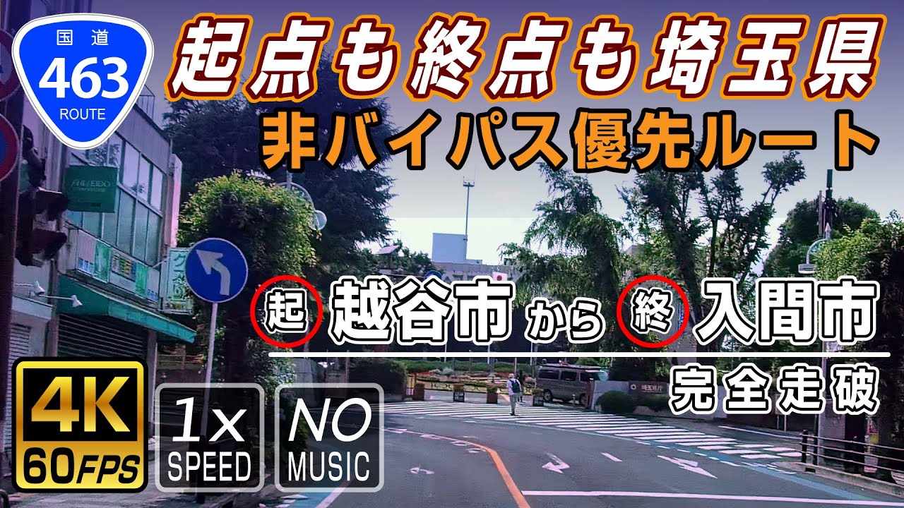 【国道463号】起点(埼玉県越谷市)→終点(埼玉県入間市) 非バイパス優先ルート 約43km 完全走破 / Route 463 in Japan