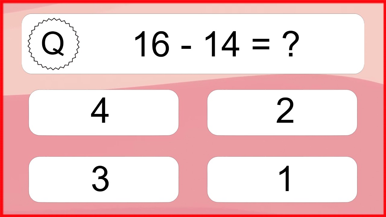 20 Subtraction Quiz Exercises for Kids: Numbers Up to 20