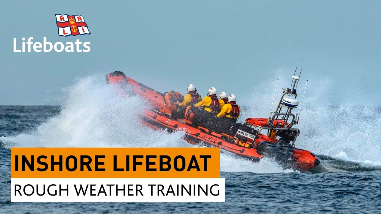 Inshore lifeboat tackles some big waves in rough weather training