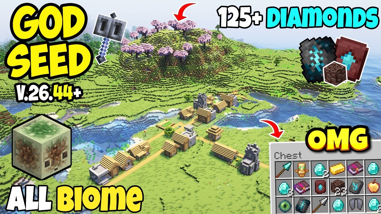 🔥Ultimate (God Seed) For Minecraft 26.44+ Bedrock & PE | All Biomes Seed+ Sulfur Cave+Dappled Forest