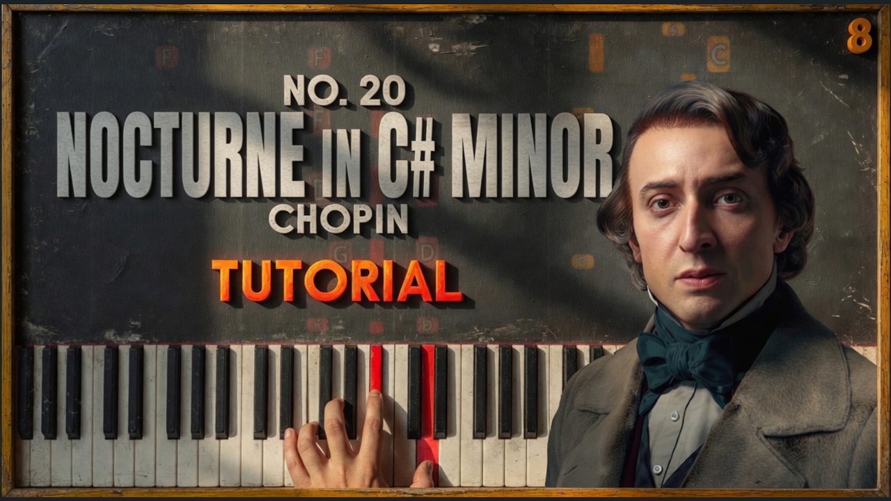 NOCTURNE in C# MINOR (no. 20) by Chopin  | Piano Tutorial (Part 1) Slow and Detailed