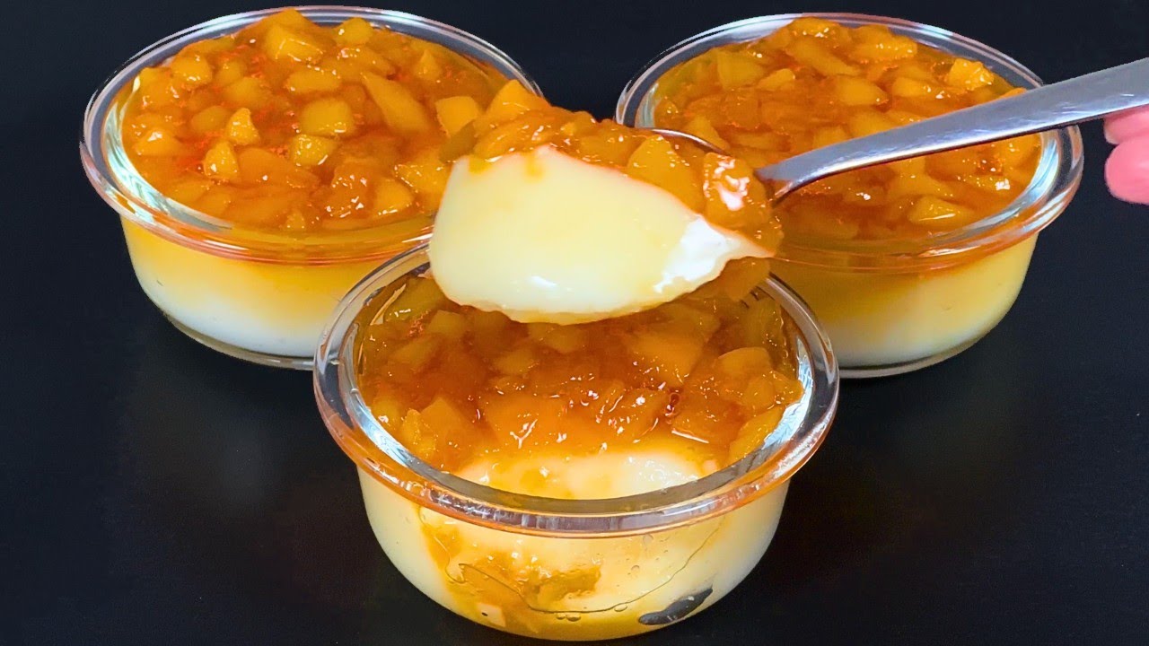 Только молоко и персики! Самый вкусный домашний десерт за 15 минут! без выпечки!