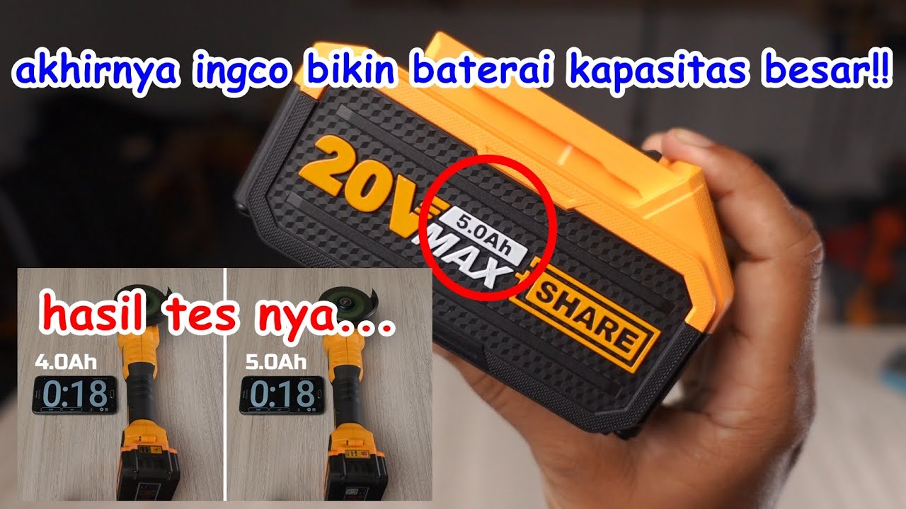 tes daya tahan baterai ingco powershare 5.0Ah