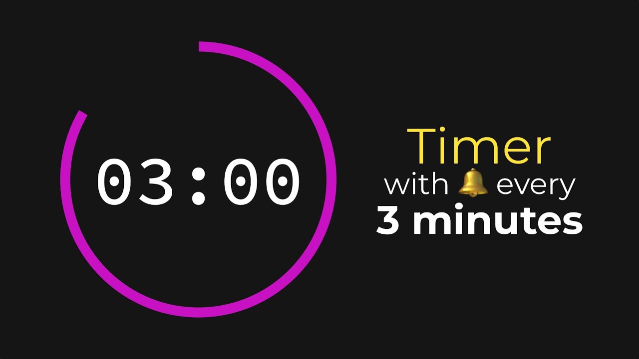Timer with Bell Every 3 Minutes 🔔 1 hour