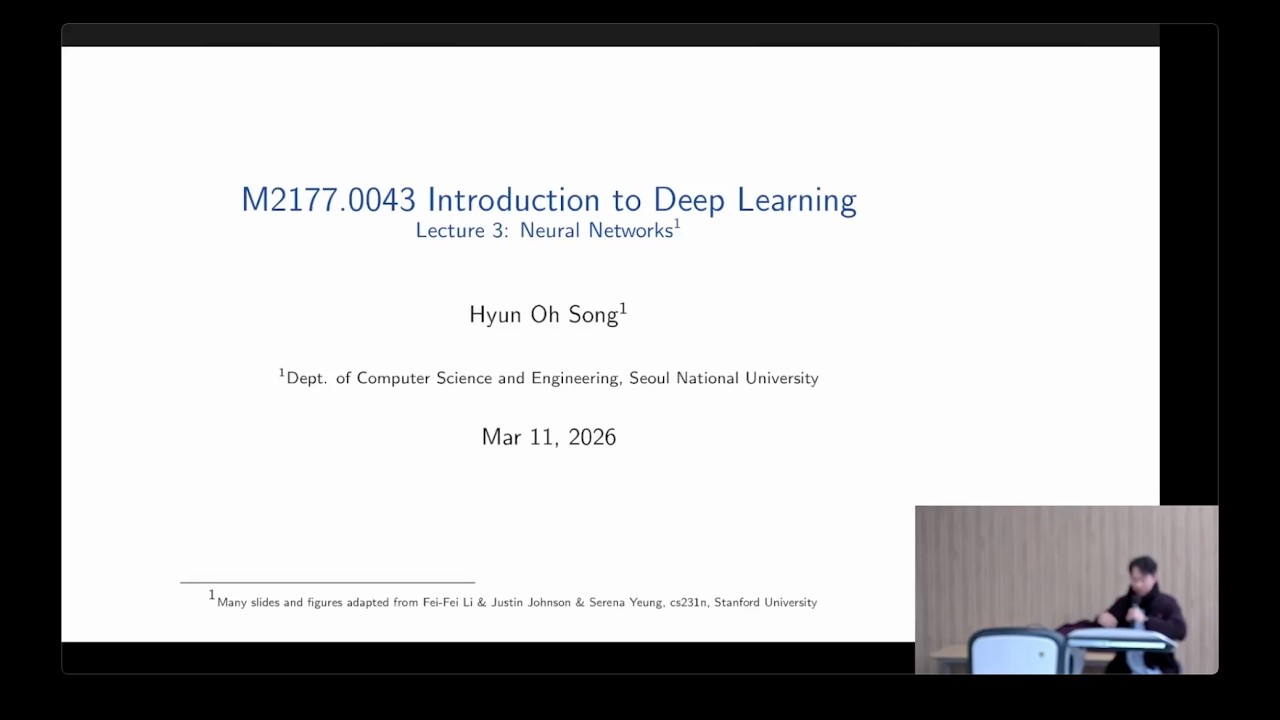 SNU M2177.43 Lecture 3 - Neural networks, Weight initialization, Normalization - 2026 Spring