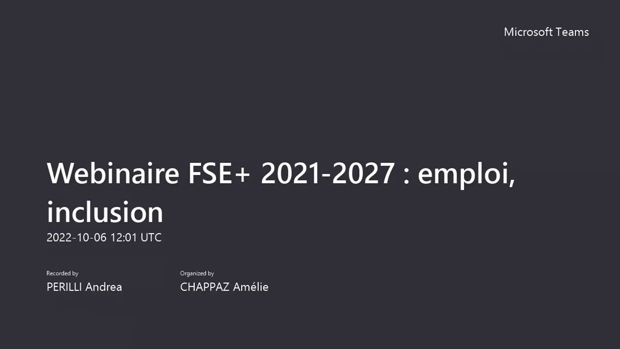 Webinaire FSE+ 2021-2027 | Emploi, inclusion