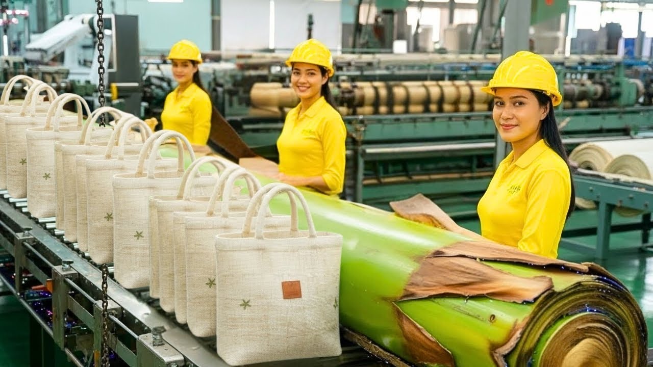 Dentro de una f&aacute;brica de bolsos de fibra de pl&aacute;tano Proceso completo