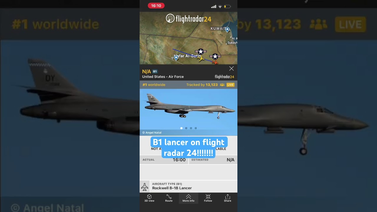 B1 lancer in flight radar24!!!!