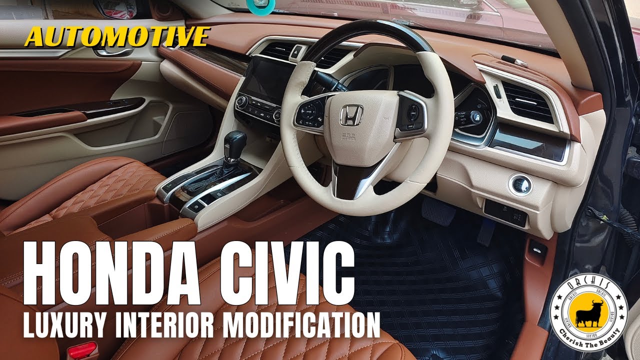 Роскошный салон Honda Civic | Элегантные чехлы на сиденья и премиальная отделка от Orchis Mumbai