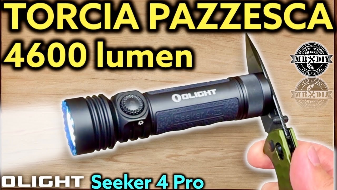 Torcia tattica led Olight SEEKER 4 Pro 4 led. Torcia da ricerca, campeggio. 4600 lumen 260 metri edc