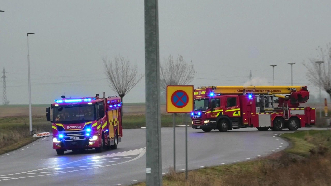 r&auml;ddningstj&auml;nsten TRELLEBORG (1080+1010+1030) AUTOMATLARM brandbil i utryckning fire truck respond