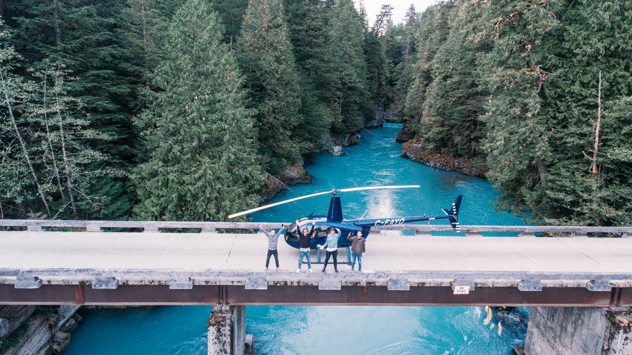 Helicopter Landing at Secret Hot Springs - Beautiful BC, Canada